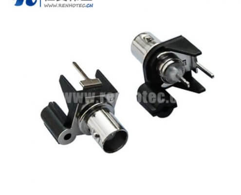 BNCpcb射频接插件50欧姆黑色塑胶外壳绝缘直式母头