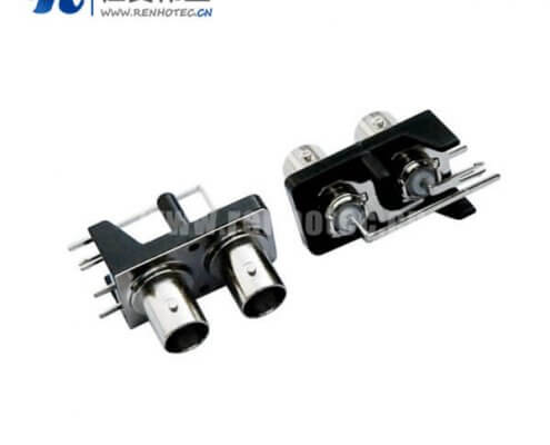 BNC母头弯式50欧姆射频同轴PCB板端有线电视头