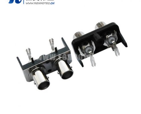 bnc母头黑色塑胶外壳绝缘射频同轴PCB板端