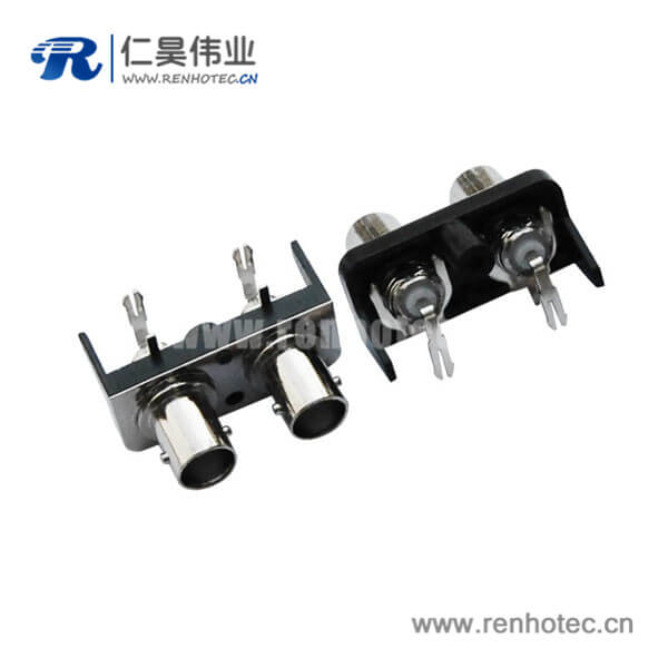 EB-001-0004 bnc母头黑色塑胶外壳绝缘射频同轴PCB板端