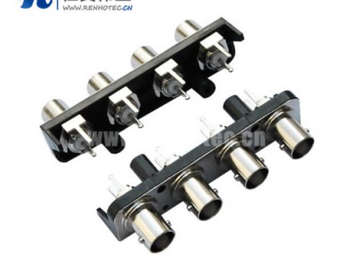 bnc1X4黑色塑胶外壳直式射频同轴PCB板端视频母头