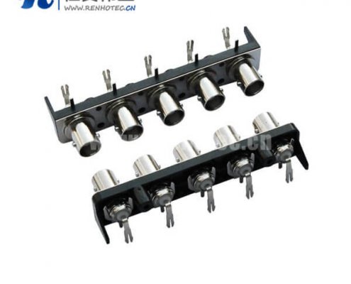 bnc高清视频接插件黑色塑胶外壳弯式母头PCB电路板