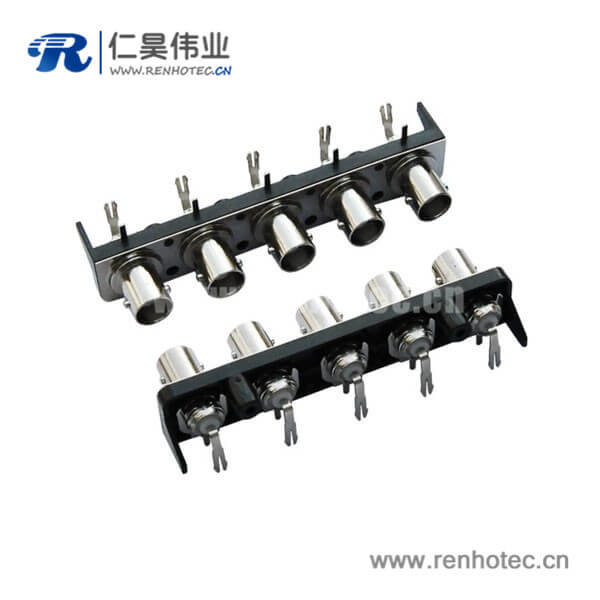 EB-001-0012 bnc高清视频接插件黑色塑胶外壳弯式母头PCB电路板