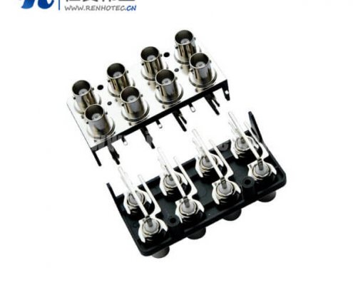 BNC接插件PCB板端rca 母头8同轴锌合金50欧姆弯式