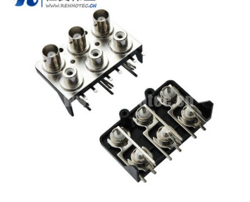 BNC射频同轴母头带RCA弯式插座pcb接插件