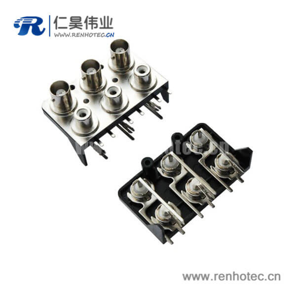 EB-001-0017 BNC射频同轴母头带RCA弯式插座pcb接插件