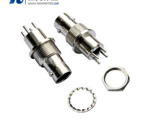 bnc同轴接插件直式穿墙 母头锌合金PCB板