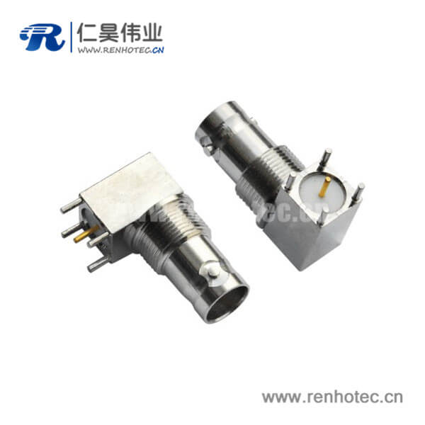 EB-001-0032 BNC方头5引脚锌合金弯式同轴射频接插件PCB