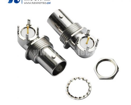 BNC接头插座弯式方头5引脚锌合金接PCB电路板