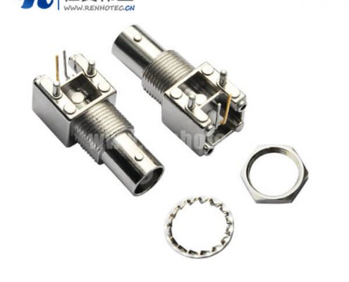 BNC射频同轴弯式母头穿墙接插件接PCB板