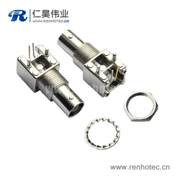 EB-001-0035 BNC射频同轴弯式母头穿墙接插件接PCB板