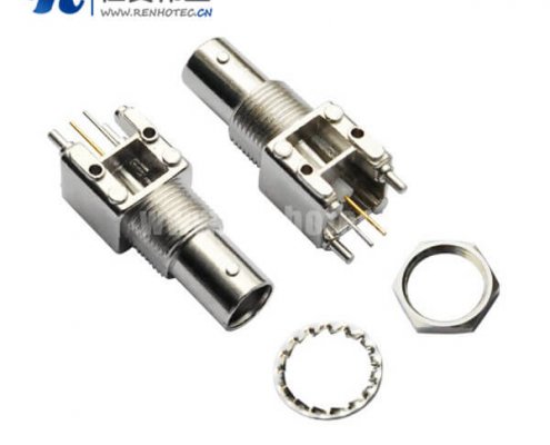 BNC射频同轴接插件直式穿墙锌合金母头接PCB板