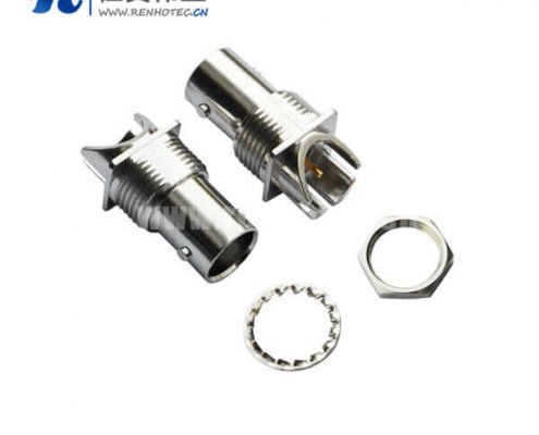 bnc端子板直式锌合金边缘卡板穿墙母头接PCB