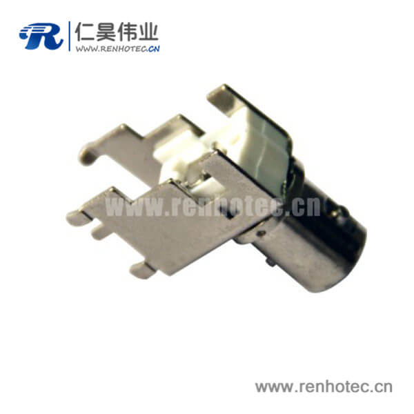 BNC射频同轴弯式母头锌合金PCB板端接插件
