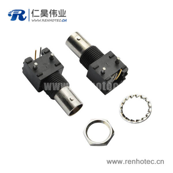 bnc插座黑色外壳塑胶 弯式射频同轴接插件PCB