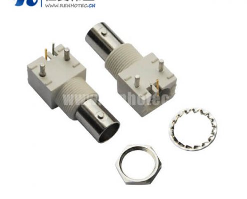 bnc接插件压电90度白色塑胶外壳绝缘母头接PCB