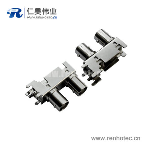 bnc同轴接口弯式射频同轴锌合金母头PCB板端