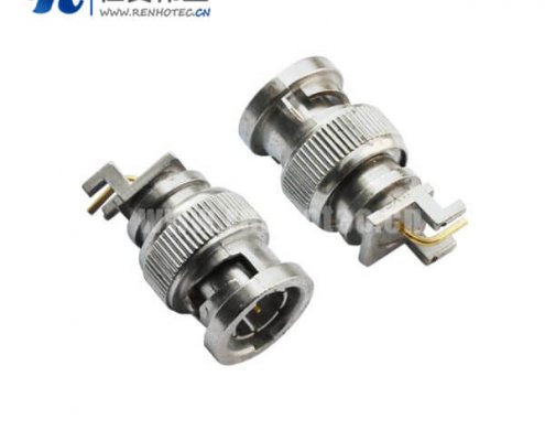 BNC公头50欧姆弯式射频同轴接插件接PCB板端