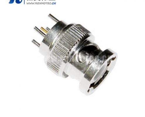 BNC直式锌合金反极插头射频同轴接插件PCB板端