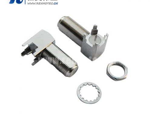 射频pcb接插件F头弯式穿墙式PCB板端