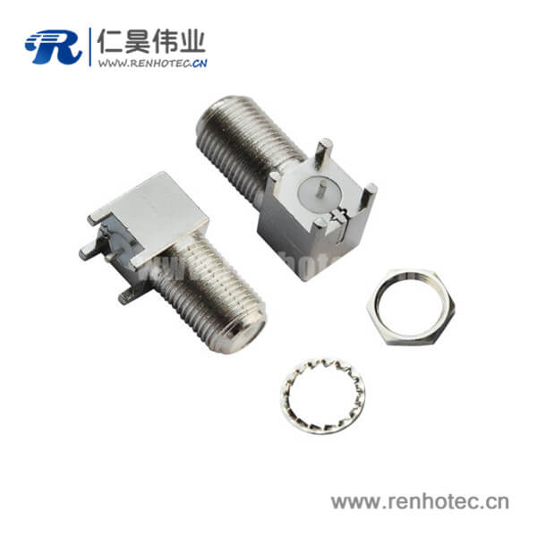 RHT-611-0003 F头接插件母头螺纹pcb板端弯式穿墙式