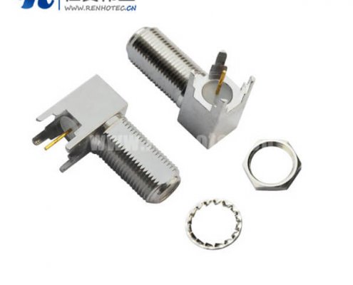 f射频同轴接插件pcb板端接插件弯式穿墙式母头