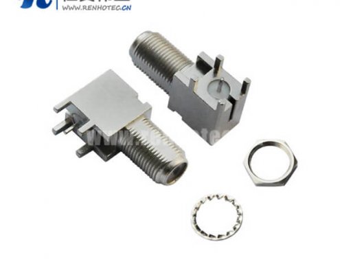 f头接插件pcb插板接插件弯式穿墙式母头