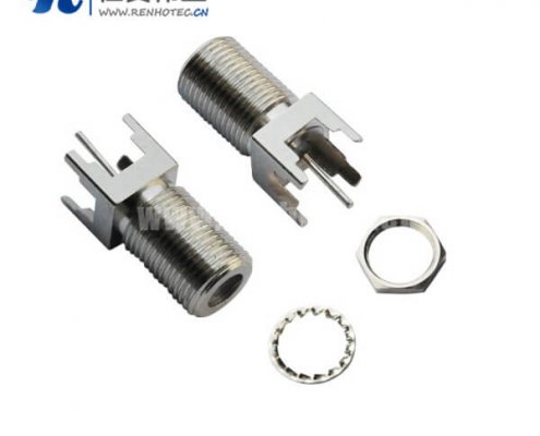 f 型同轴射频接插件直式穿墙式75欧姆PCB板