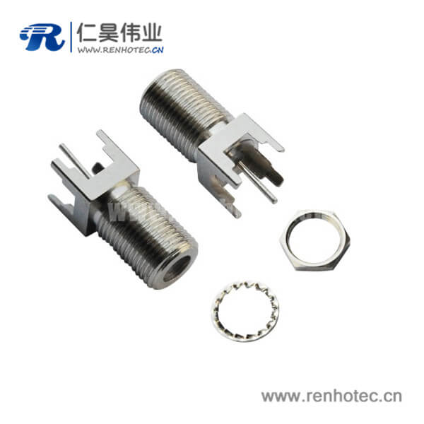 f 型同轴射频接插件直式穿墙式75欧姆PCB板