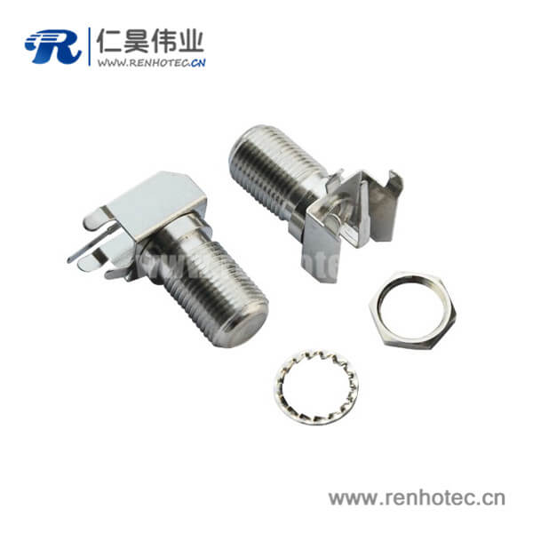 F型射频同轴母头pcb板接插件穿墙支架式