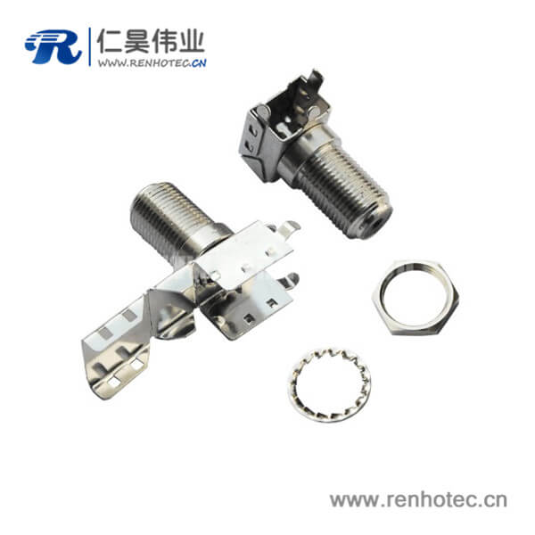 F头弯式母头pcb 接插件板端射频同轴穿墙