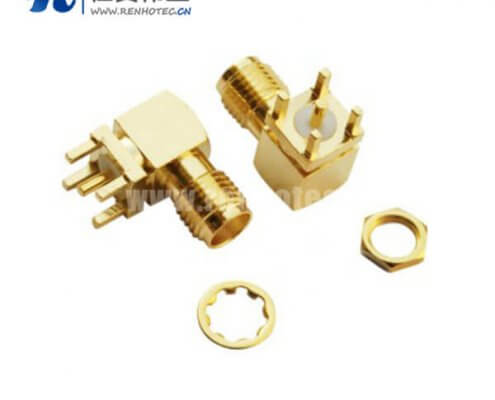 sma接插件弯式方形5引脚母头PCB板端