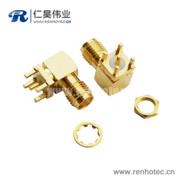 RHT-612-0001 sma接插件弯式方形5引脚母头PCB板端