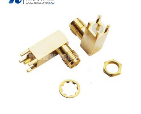 sma接插件PCB板端弯式镀金母头