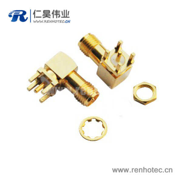 RHT-612-0003 sma射频接插件反极性镀金弯式插座PCB板