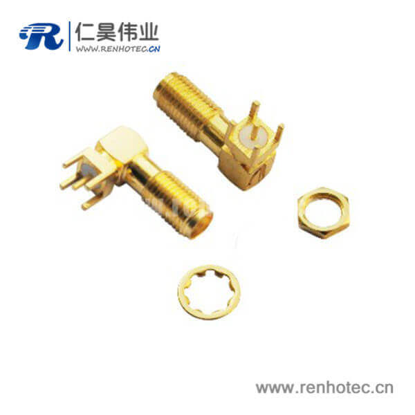 RHT-612-0004 sma射频接插件镀金母头弯式PCB板端
