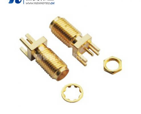 sma同轴接插件镀金直式母头边缘卡板