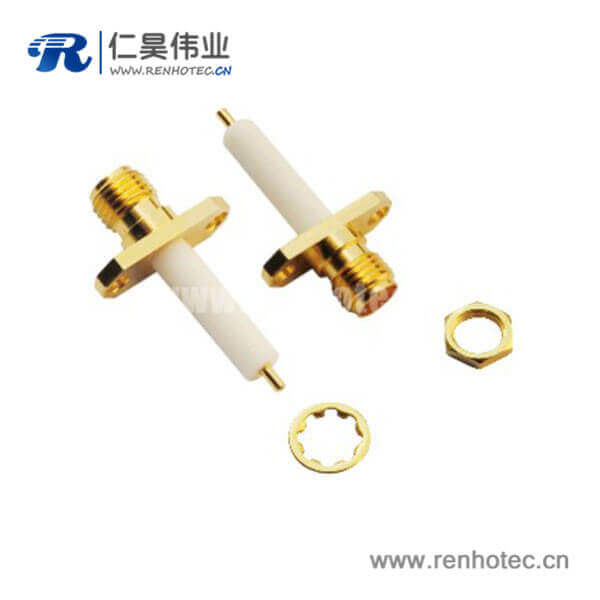 RHT-612-0014 sma2孔法兰直式母头面板安装射频同轴接插件