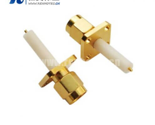 sma型射频同轴接插件4孔方形法兰座公头面板安装