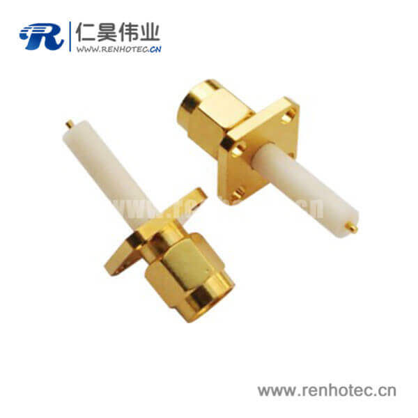 RHT-612-0015 sma型射频同轴接插件4孔方形法兰座公头面板安装