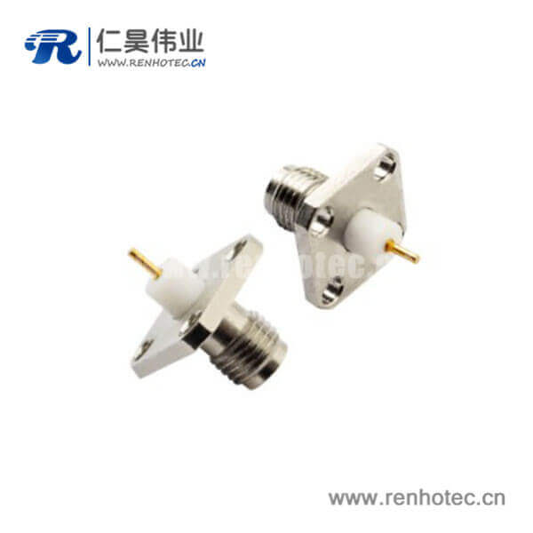 RHT-612-0016 sma头接插件4孔法兰座直式母头面板安装