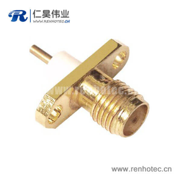 RHT-612-0017 sma同轴接插件接头视频2孔法兰直式母头面板安装