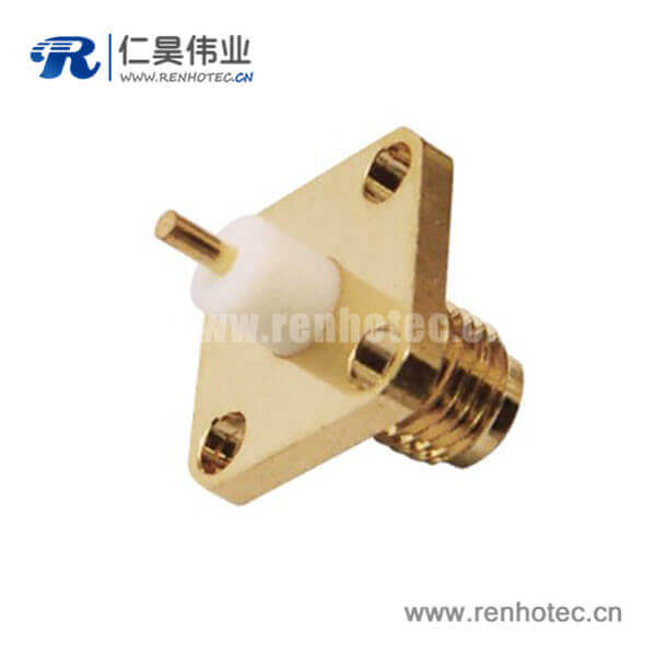 RHT-612-0018 sma射频接插件4孔方形法兰座子直式母头面板安装