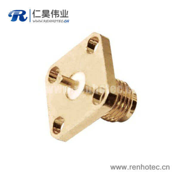 RHT-612-0020 4孔母头面板安装直式同轴接插件sma法兰盘