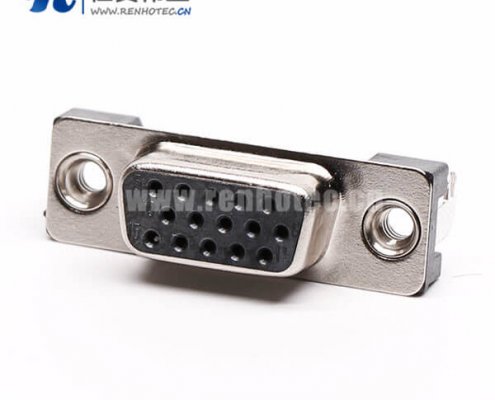 3排db15母头弯式高密度黑色胶芯子接PCB板