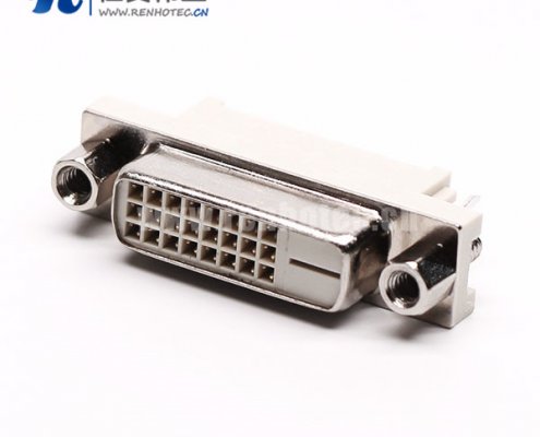 dvi-d接插件24+1母头直式带螺母穿孔接pcb板
