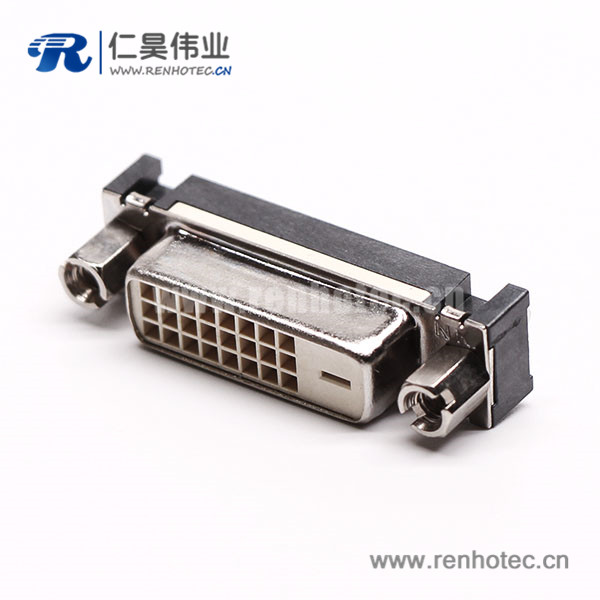 dvi接口接插件母头直式24+1带螺母穿孔接pcb板