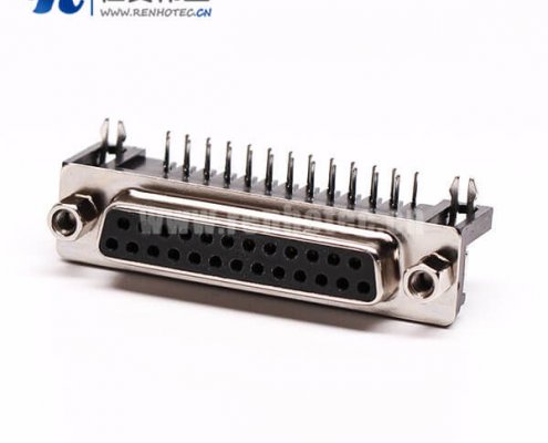 D?Sub?25PIN接插件母座弯式冲针铆锁接PCB板