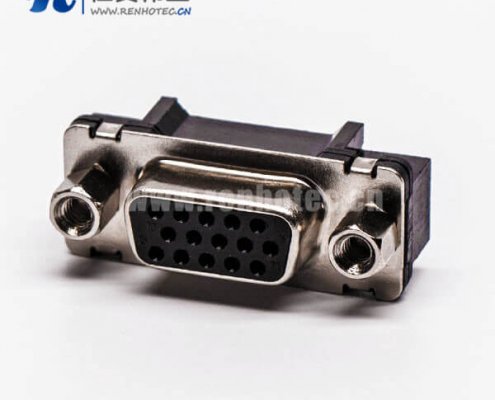 db15三排直插焊板高密度黑色胶芯子带螺母