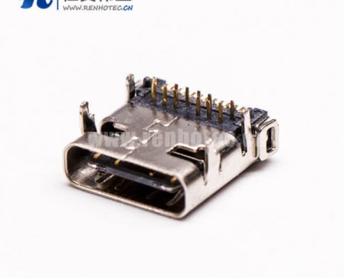 c type usb接插件3.0弯式母头前插板后贴板